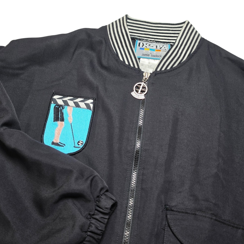 Jamie Sadock Womens Bomber Jacket Small Black Vintage 90s IXSPA Golf Retro